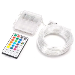 Wężyk świetlny 5m multikolor 50led Φ5 RGB na baterie z pilotem 32 key